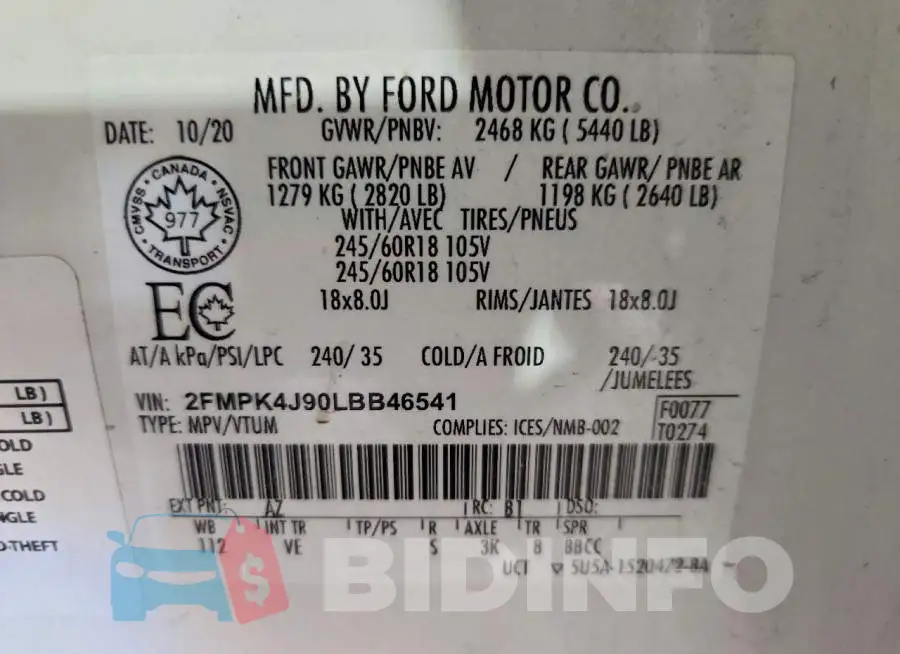 2FMPK4J90LBB46541 Photo# 12