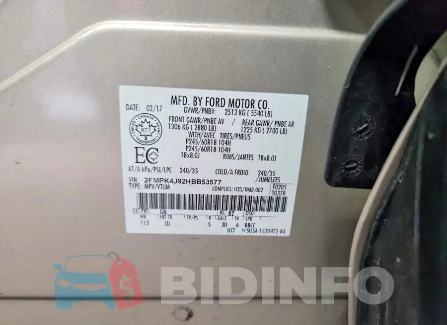 2FMPK4J92HBB53577 Photo# 12