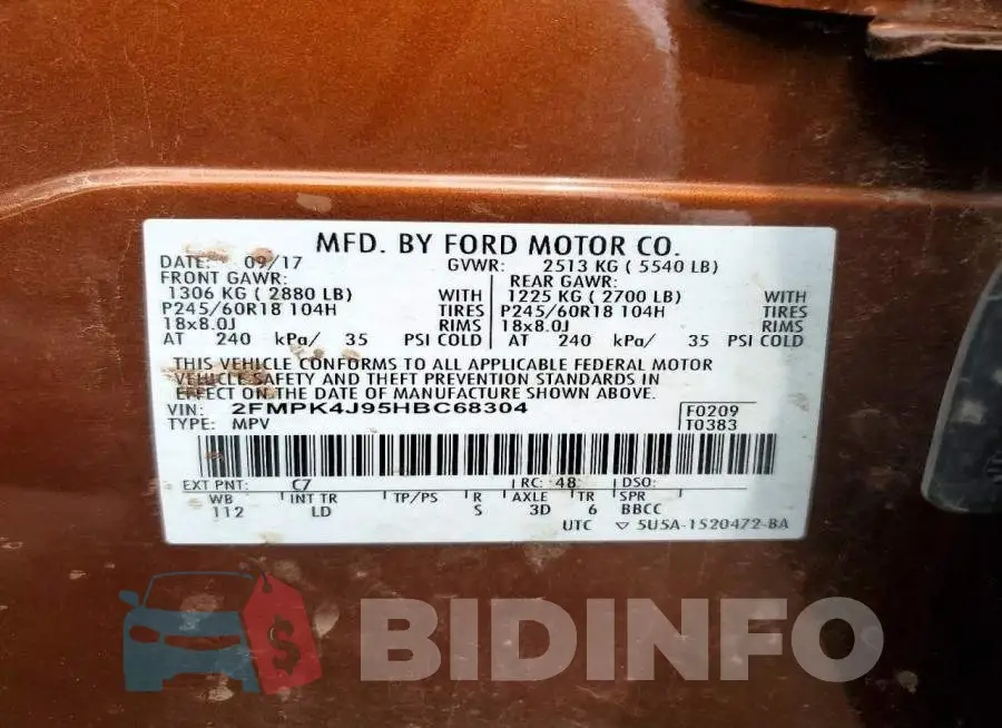 2FMPK4J95HBC68304 Photo# 13
