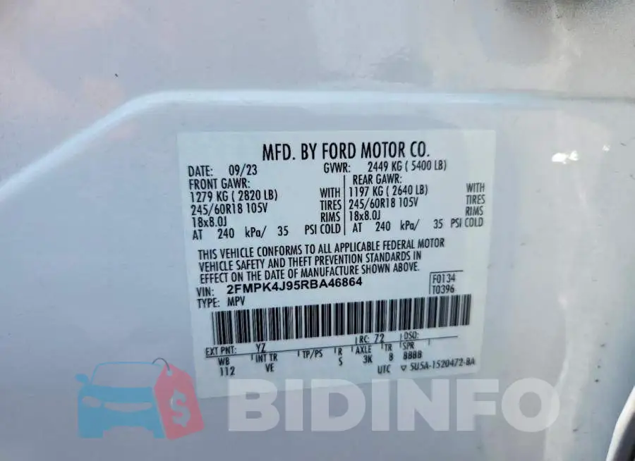 2FMPK4J95RBA46864 Photo# 14