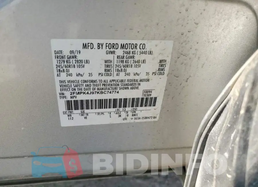 2FMPK4J97KBC74774 Photo# 13