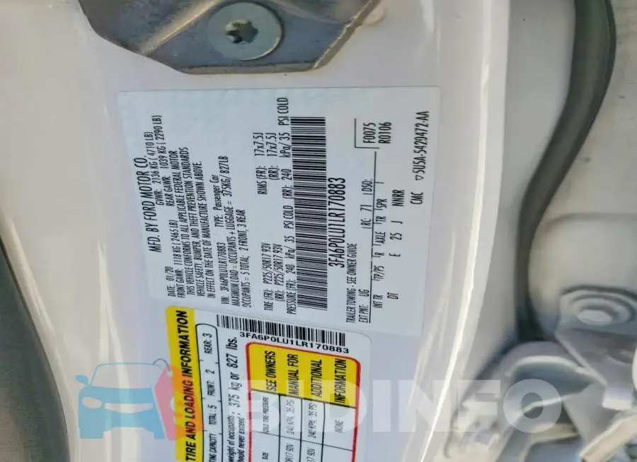 3FA6P0LU1LR170883 Photo# 12