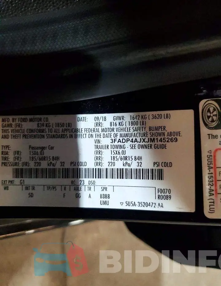 3FADP4AJXJM145269 Photo# 12