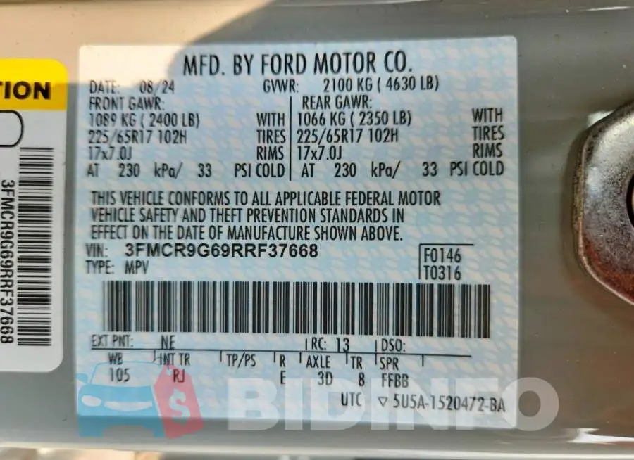 3FMCR9G69RRF37668 Photo# 13