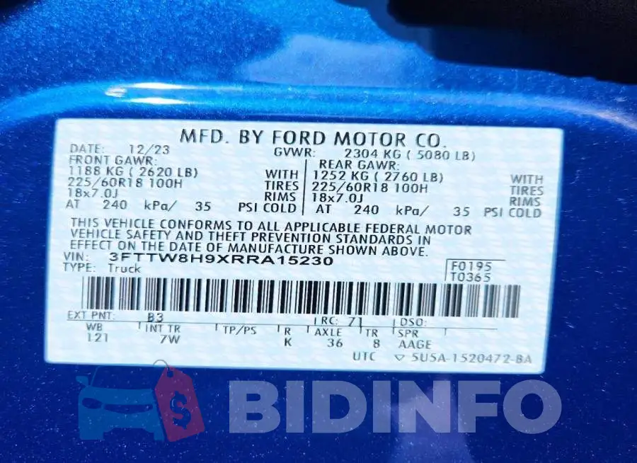 3FTTW8H9XRRA15230 Photo# 12