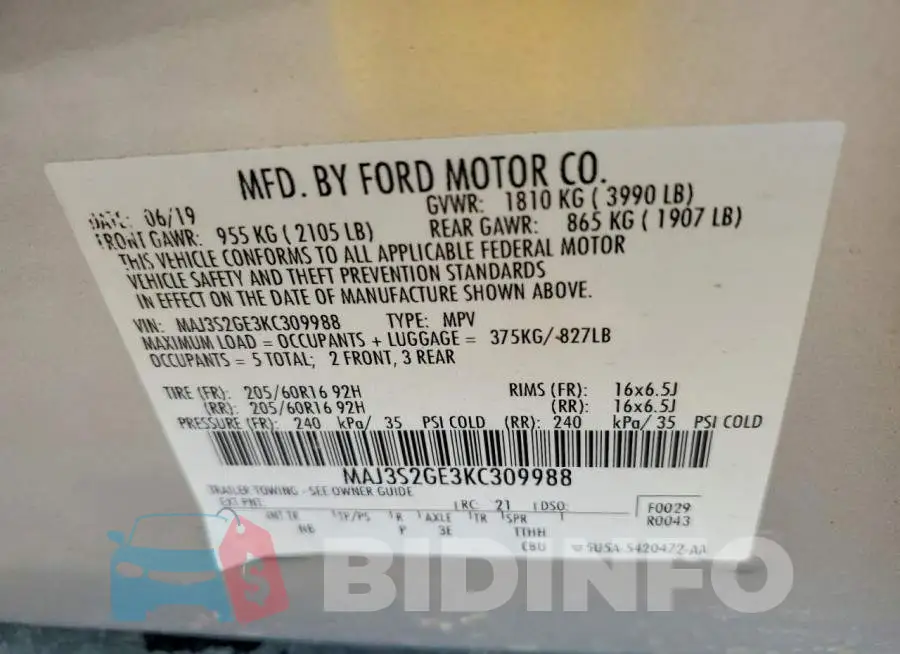 MAJ3S2GE3KC309988 Photo# 13