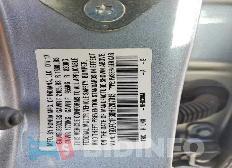 19XFC1F30HE207015 Photo# 12