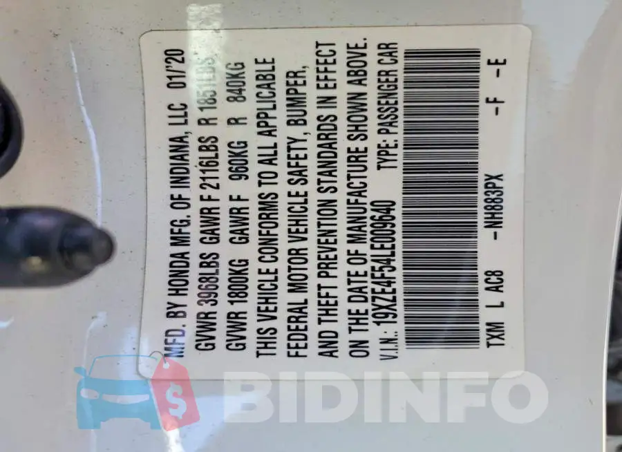 19XZE4F54LE009640 Photo# 12