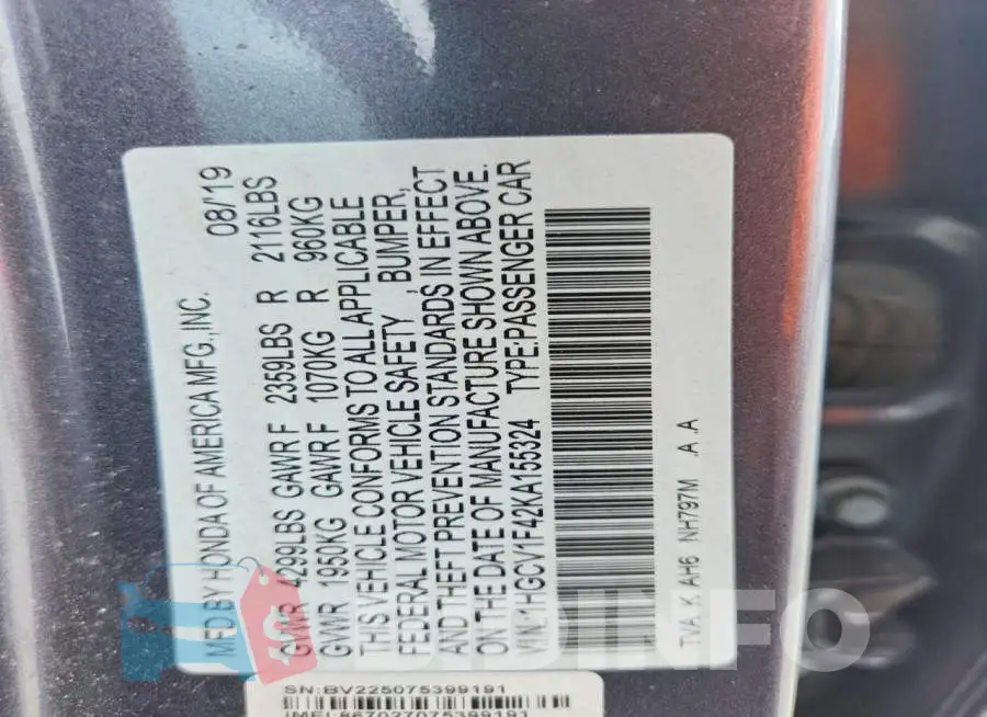 1HGCV1F42KA155324 Photo# 12