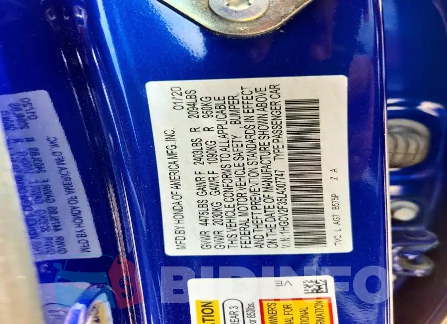 1HGCV2F35LA007747 Photo# 13