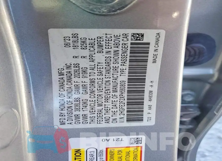 2HGFE2F2XPH560809 Photo# 12