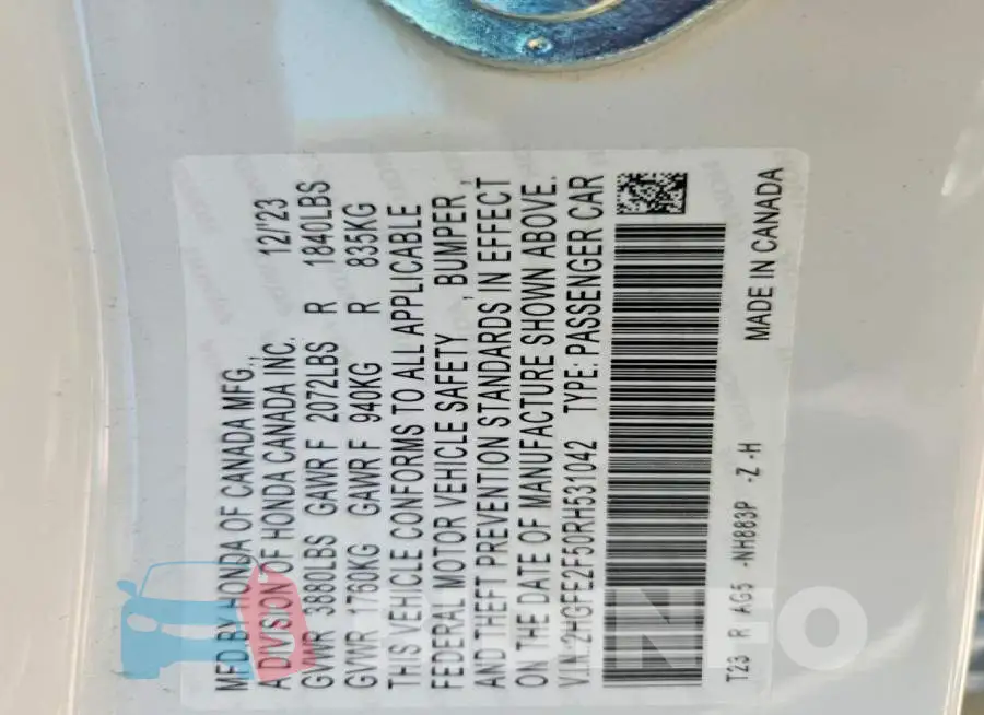 2HGFE2F50RH531042 Photo# 12