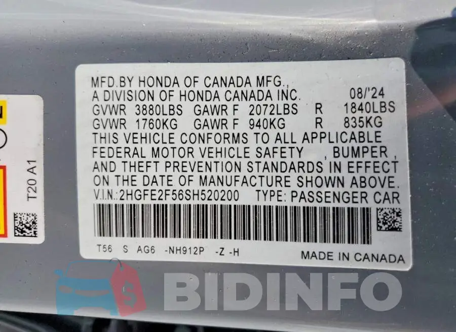 2HGFE2F56SH520200 Photo# 12