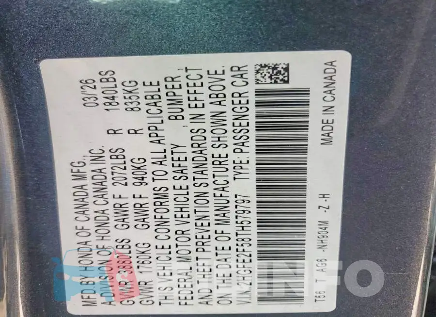2HGFE2F58TH579797 Photo# 12