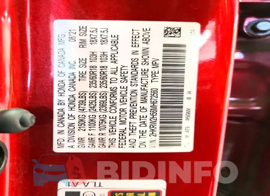 2HKRW2H56MH672560 Photo# 14
