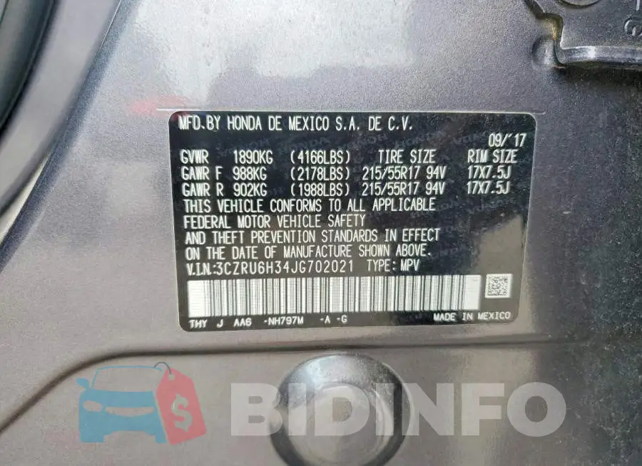 3CZRU6H34JG702021 Photo# 13