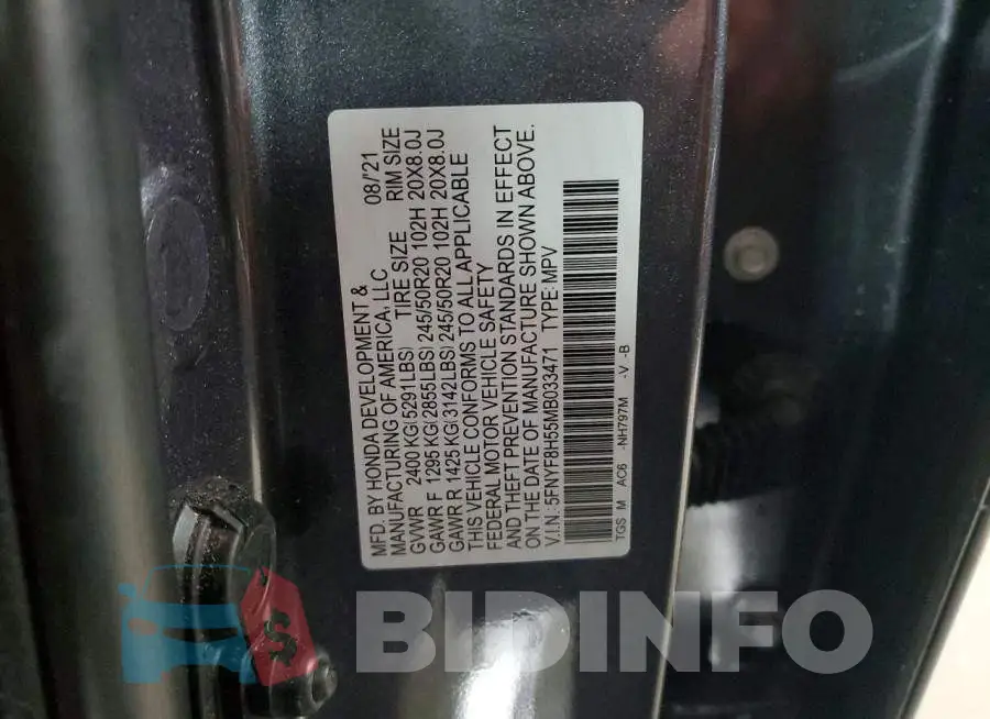 5FNYF8H55MB033471 Photo# 13