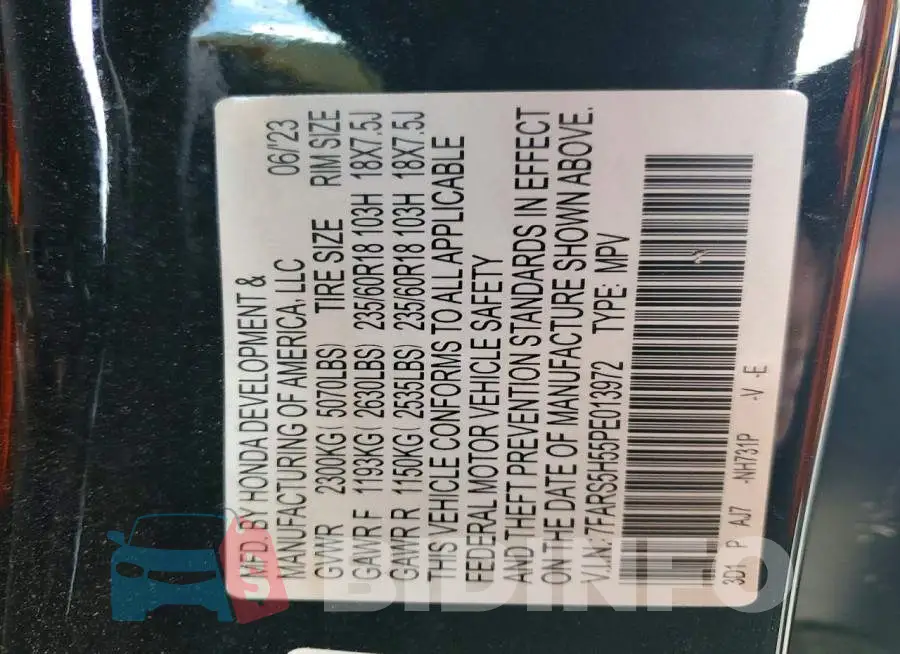 7FARS5H55PE013972 Photo# 14