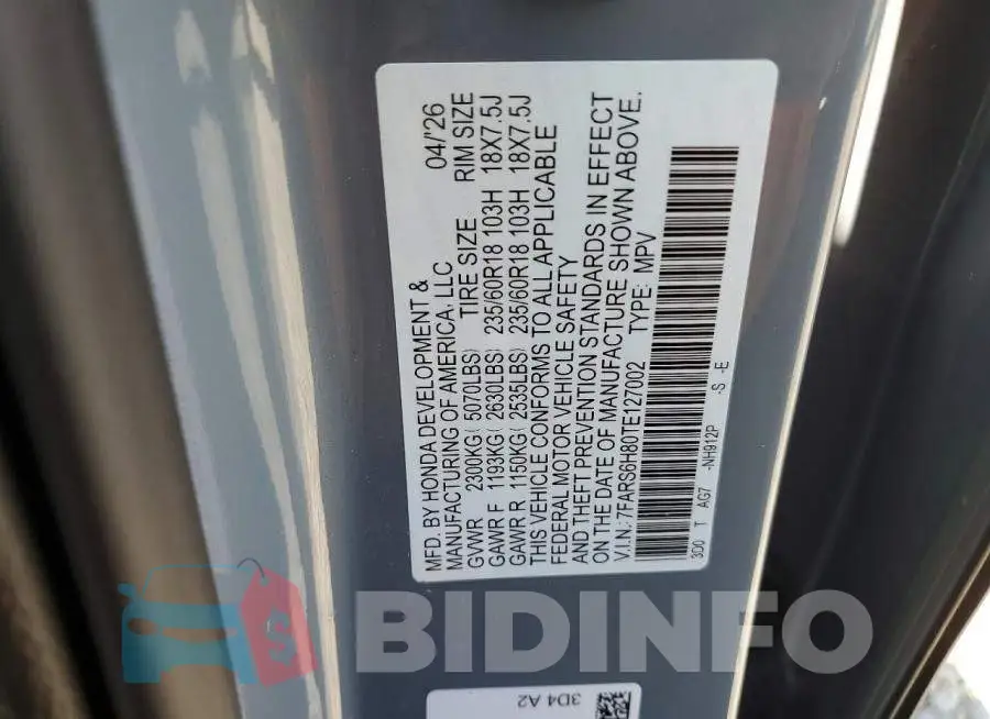 7FARS6H80TE127002 Photo# 13