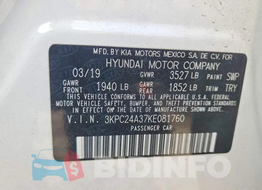 3KPC24A37KE081760 Photo# 12