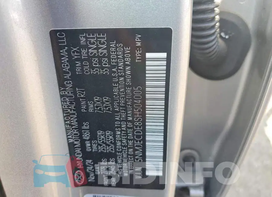 5NMJECDE8SH504005 Photo# 13