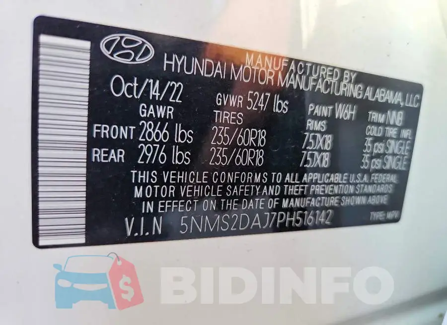 5NMS2DAJ7PH516142 Photo# 13