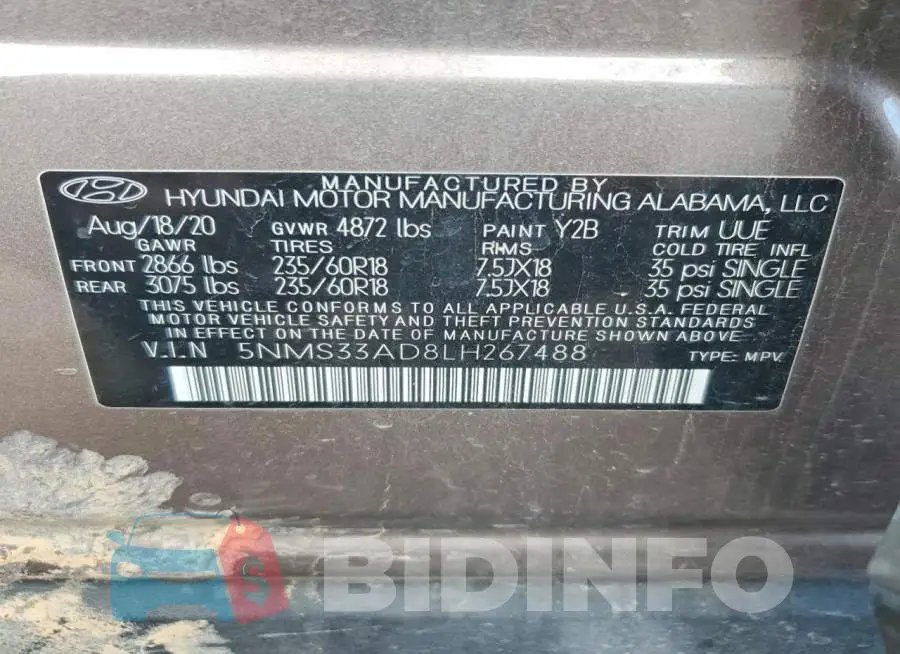 5NMS33AD8LH267488 Photo# 12