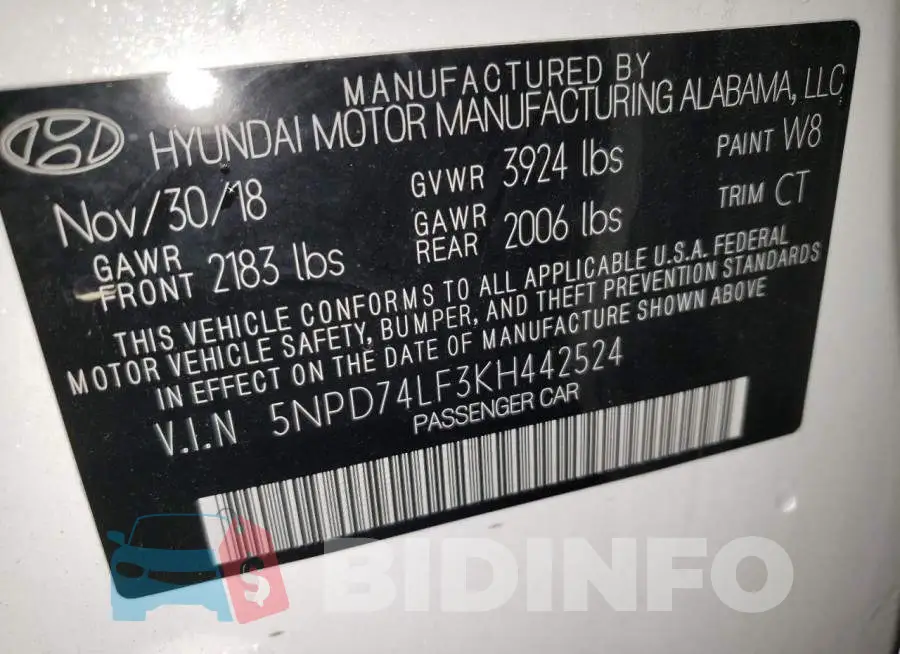5NPD74LF3KH442524 Photo# 12