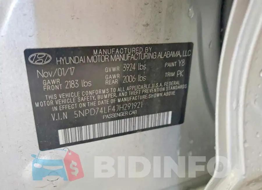 5NPD74LF4JH291921 Photo# 12