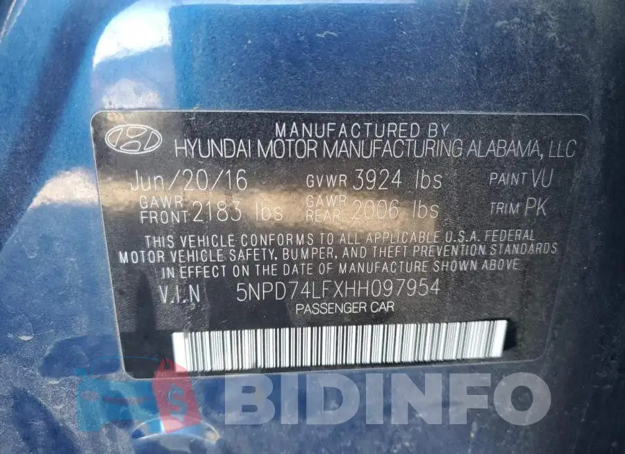 5NPD74LFXHH097954 Photo# 12