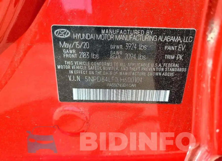 5NPD84LF1LH600101 Photo# 13