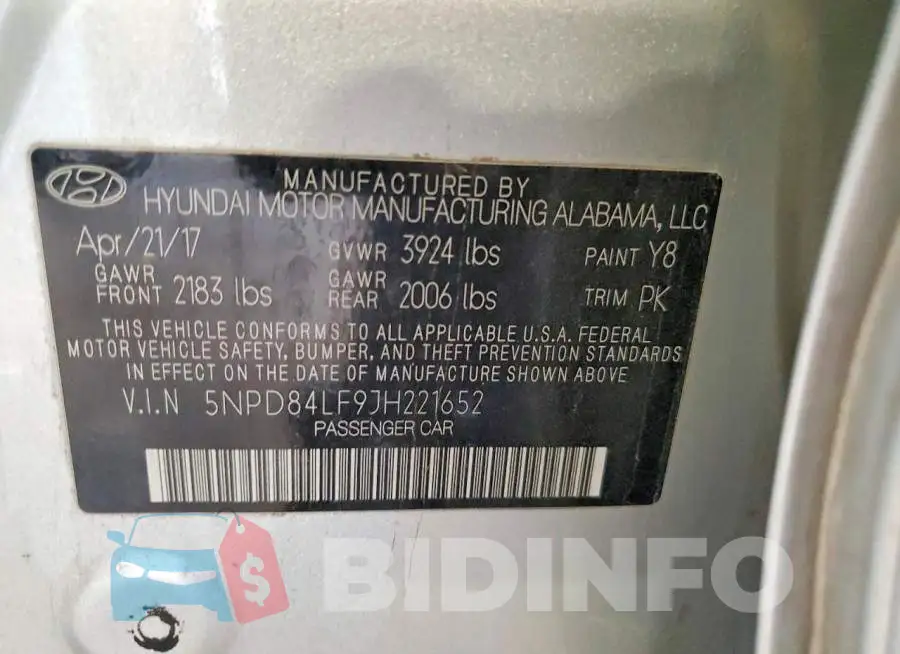 5NPD84LF9JH221652 Photo# 13