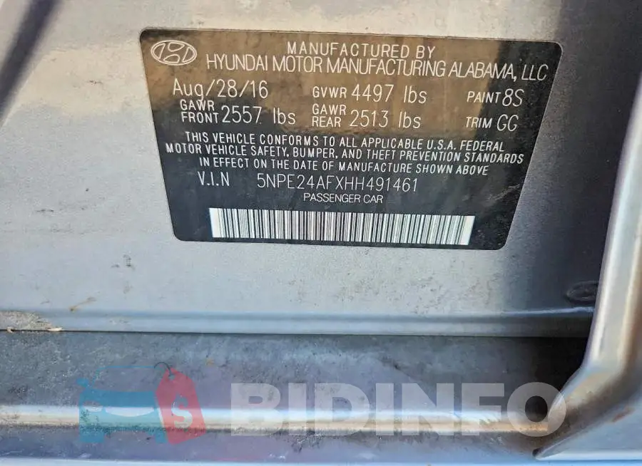 5NPE24AFXHH491461 Photo# 13