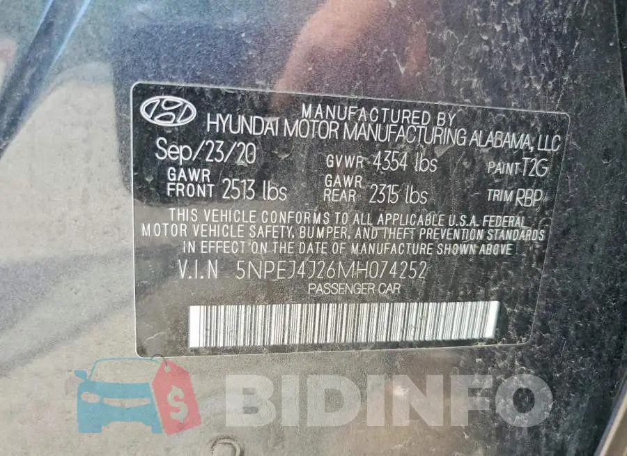 5NPEJ4J26MH074252 Photo# 12
