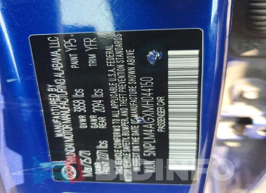 5NPLM4AGXMH044150 Photo# 12