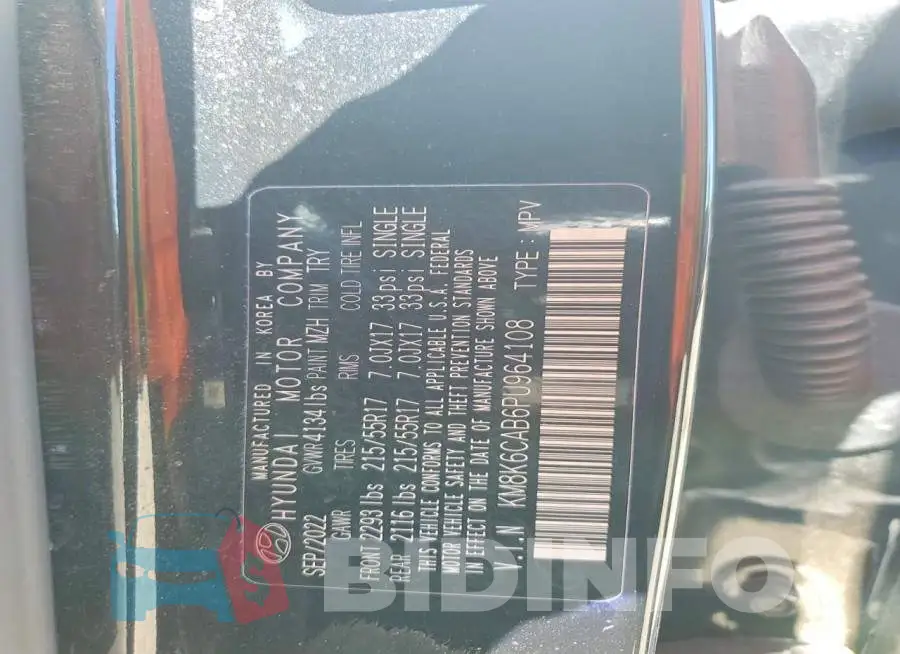 KM8K6CAB6PU964108 Photo# 14