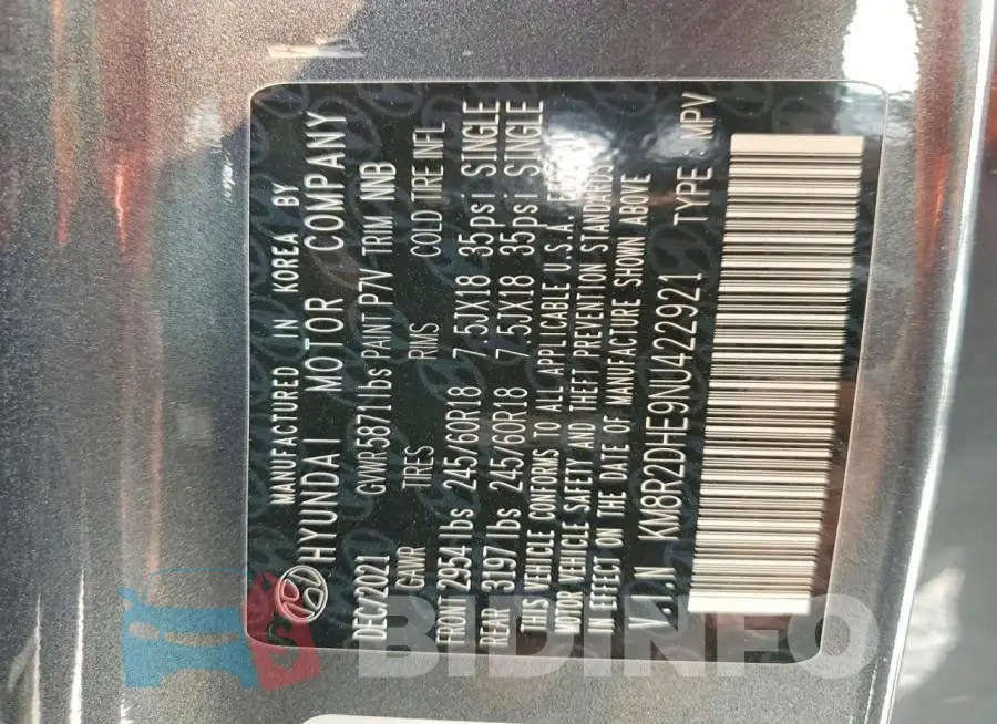 KM8R2DHE9NU422921 Photo# 13