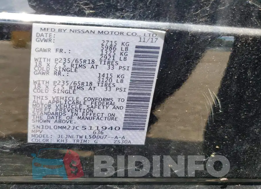 5N1DL0MM2JC511940 Photo# 12