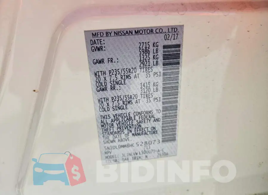5N1DL0MM8HC528073 Photo# 14