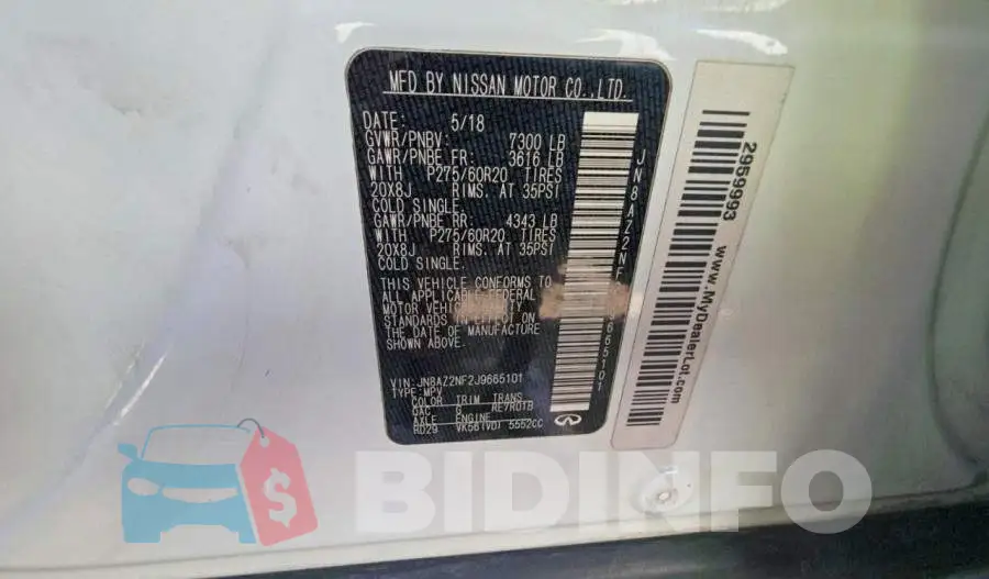 JN8AZ2NF2J9665101 Photo# 10