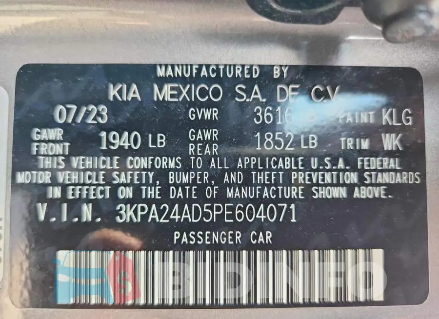 3KPA24AD5PE604071 Photo# 13