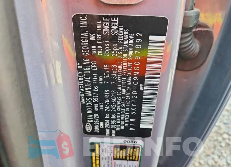 5XYP2DHC9MG097892 Photo# 13