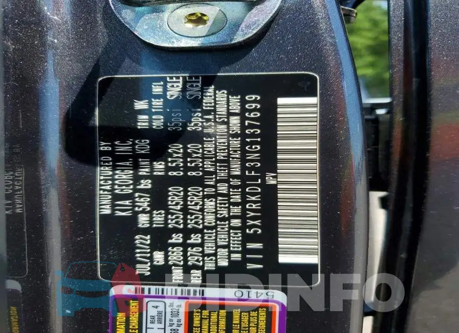 5XYRKDLF3NG137699 Photo# 13