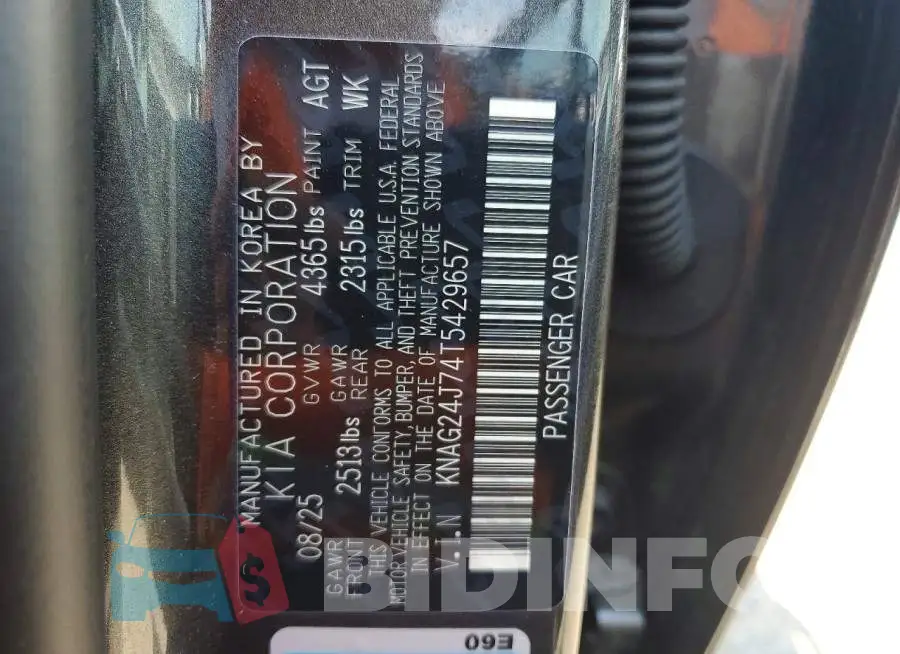 KNAG24J74T5429657 Photo# 12