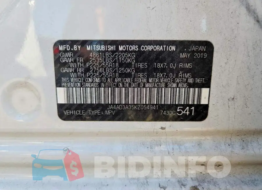 JA4AD3A35KZ054941 Photo# 13