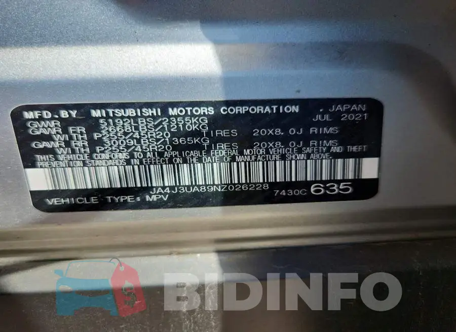 JA4J3UA89NZ026228 Photo# 13