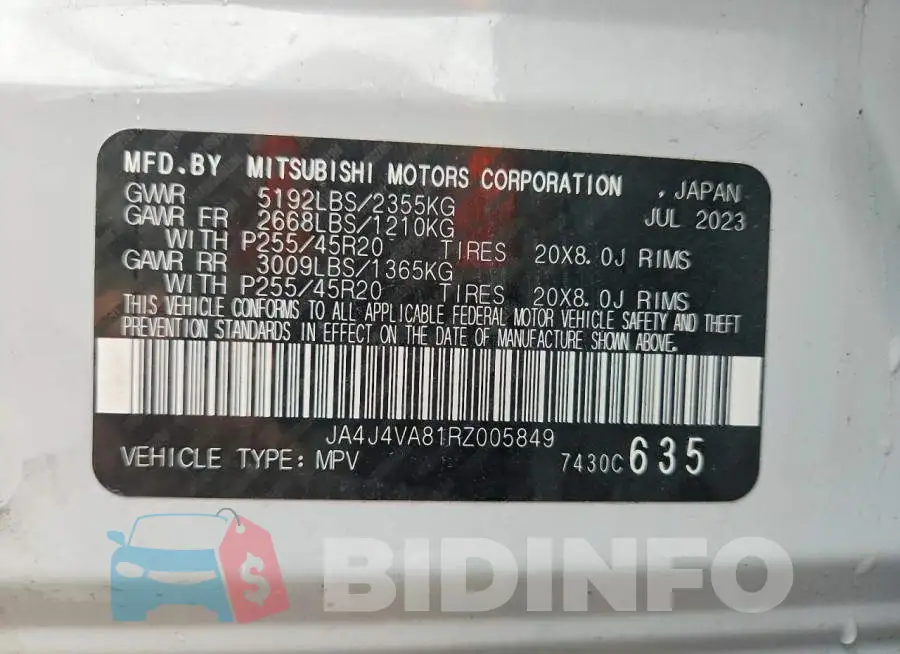 JA4J4VA81RZ005849 Photo# 13
