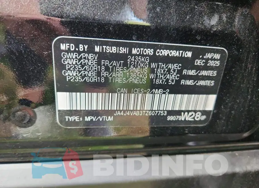 JA4J4VAB3TZ607753 Photo# 14