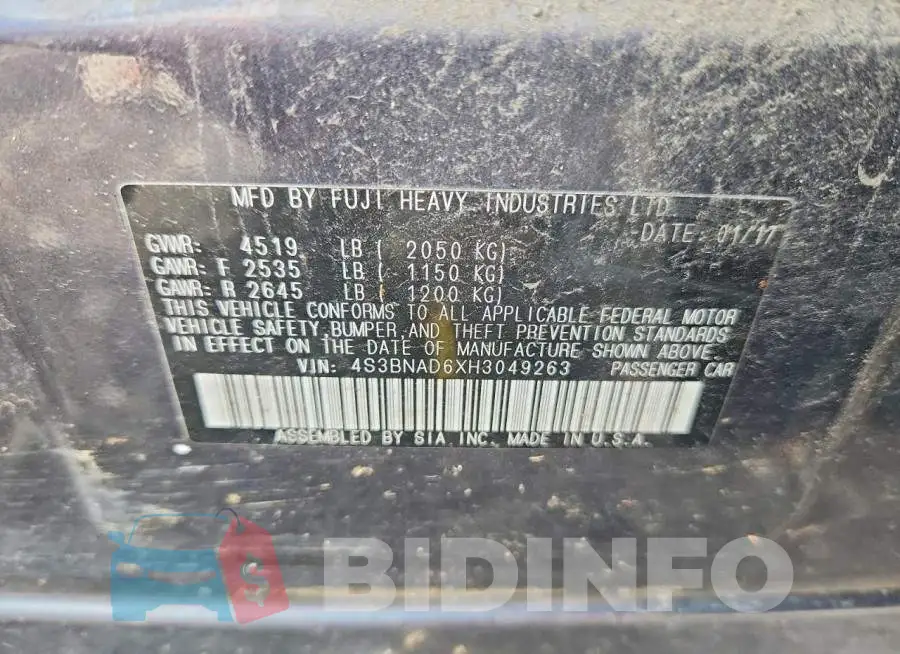 4S3BNAD6XH3049263 Photo# 12