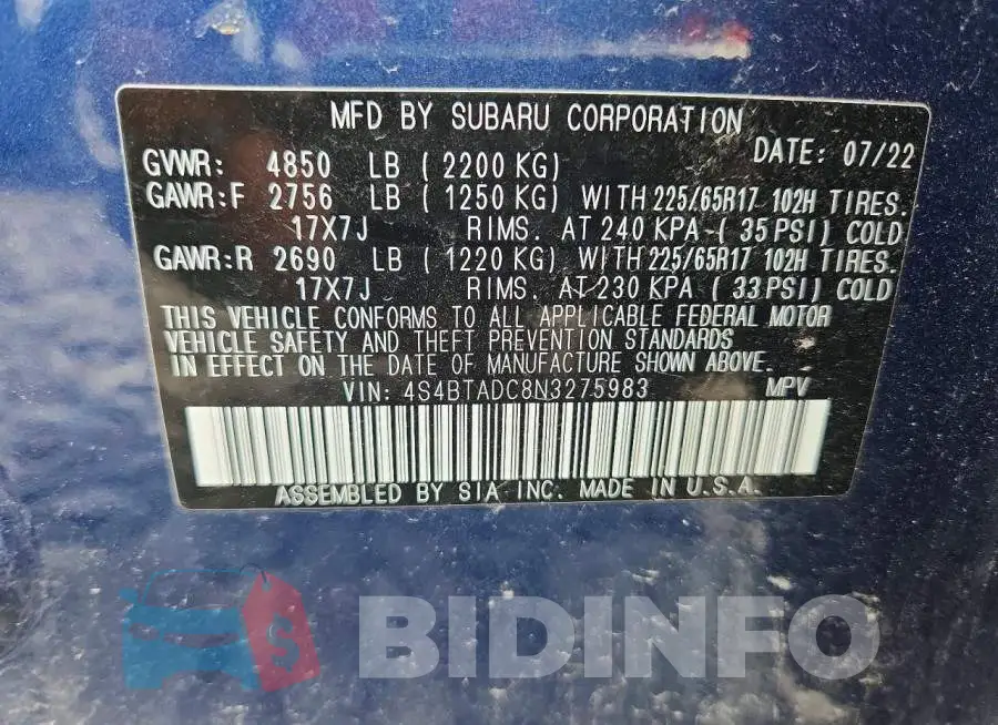 4S4BTADC8N3275983 Photo# 13